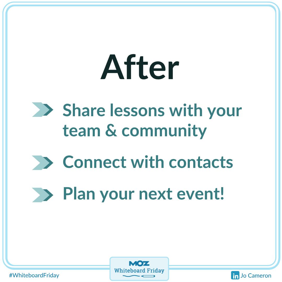 Zoomed-in section of the whiteboard sharing tips for after the event.