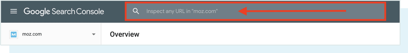 A screenshot of where to enter a page's URL in Google Search Console.