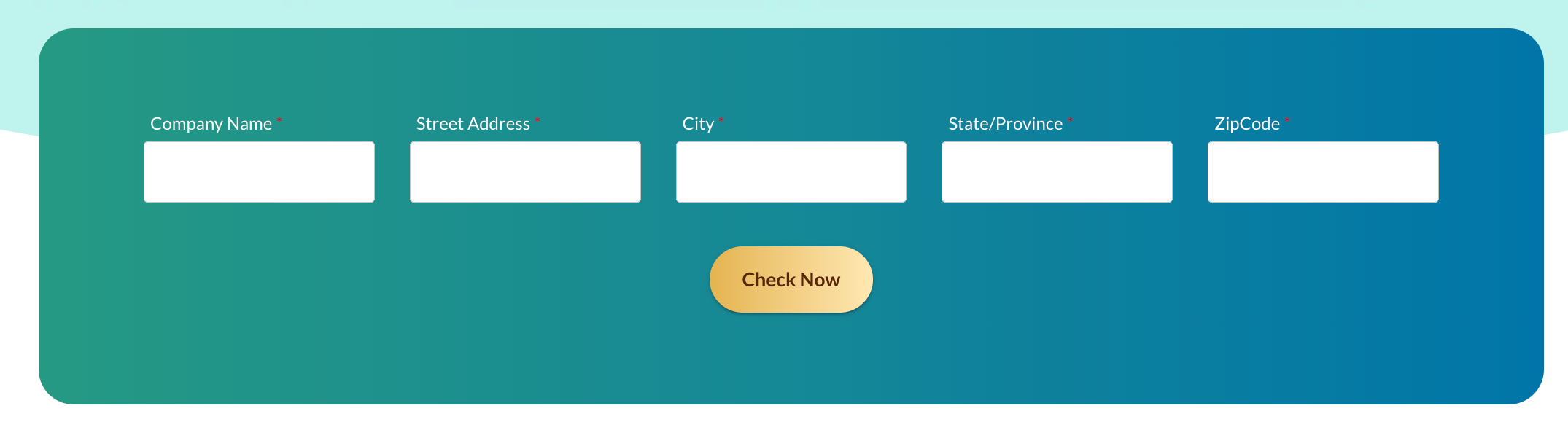 Screenshot of the input fields and check now button.